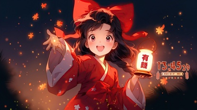 红衣女孩贺元旦