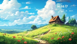 4K草地小木屋