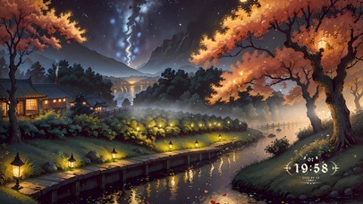 唯美古风夜晚溪边