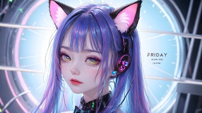 4k可爱猫耳朵女孩