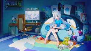 4K 可爱少女 打游戏