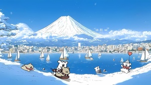 狗狗打雪仗
