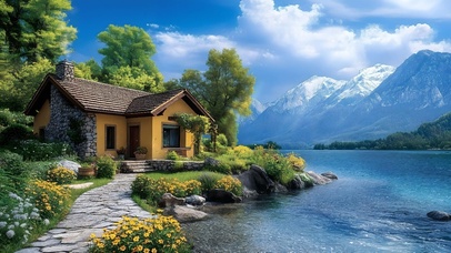 治愈湖边小屋
