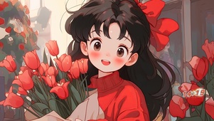 2024新春捧花小女孩