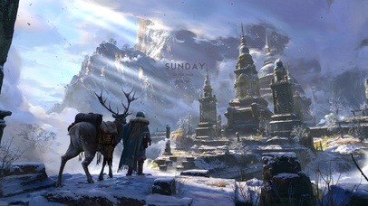 4K雪峰上的寺庙