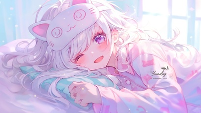 治愈可爱睡衣女孩