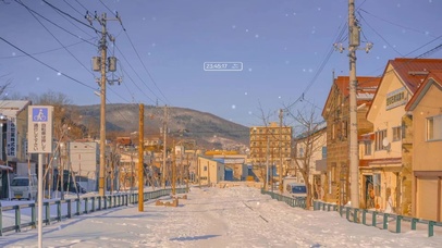 温馨治愈街道下雪天