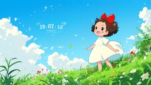 小清新快乐白裙女孩