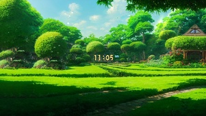 护眼树荫草地小路