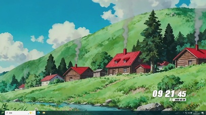 蓝天白云树木河流桌面主题