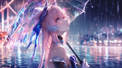 雪墨壁纸丨心海丨细雨绵绵丨