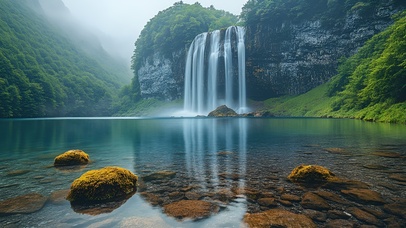 绿林深处的清瀑