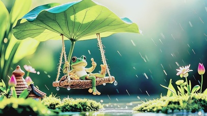 荡秋千的青蛙玩偶