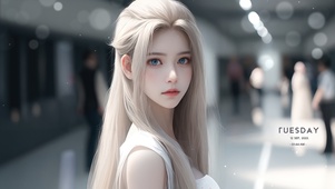 清纯白发少女