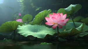 雨中荷塘