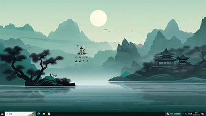 4K唯美极简古风水墨山水主题