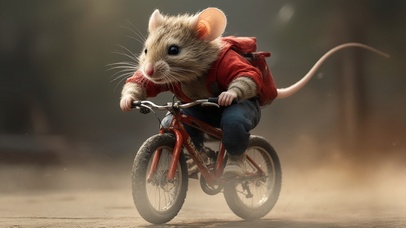 十二生肖之鼠骑单车