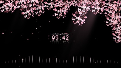 静谧黑樱花桌面 樱花时钟+频谱