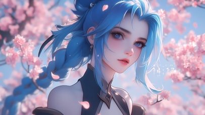 樱花蓝发女孩