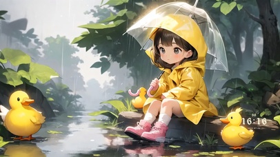 4k  治愈雨天开心鸭