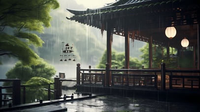 4K古风烟雨