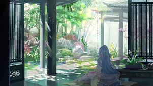 古风庭院少女