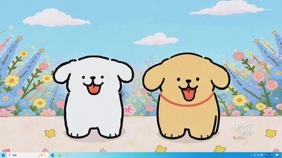  线条小狗的春天