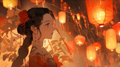 古风灯笼女孩