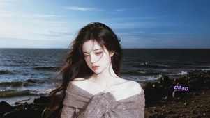 柔美海边4K美女