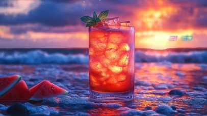 夕阳海岸西瓜汁