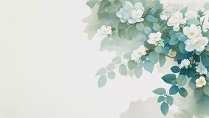 清新水彩白山茶花