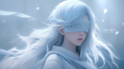 超美治愈蓝蒙眼女孩