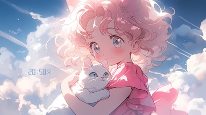 治愈抱猫的小女孩