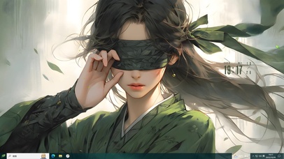 古韵竹林蒙眼少女	