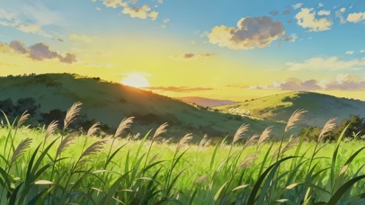 暖调护眼绿野日出