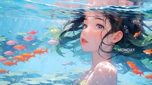 可爱水中女孩