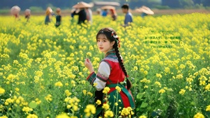 油菜花甜美美少女治愈动人