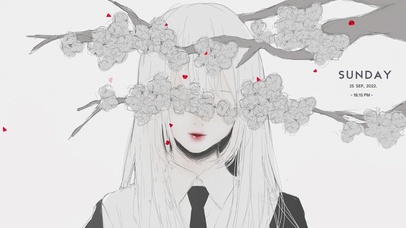 黑白少女红玫瑰