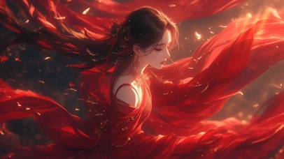 4K 红衣古风美女 6