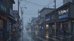 下雨动漫街道