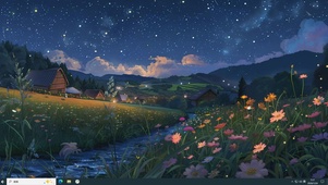 夜景树木房屋夜色主题