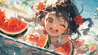 夏天快乐的小女孩