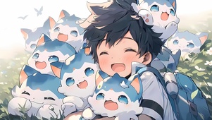 可爱猫咪男孩