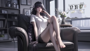 沙发上的少女