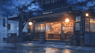 4K唯美治愈雨夜日系街道