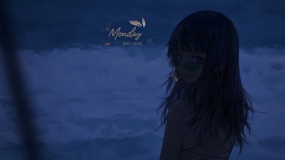 唯美清晨海边少女