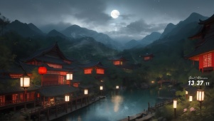 云雾山间灯火