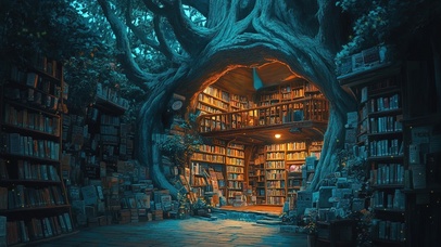 森林树洞里的书店