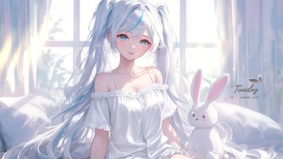 唯美窗边兔少女