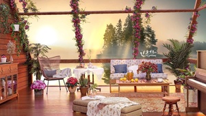 阳光湖边治愈小屋